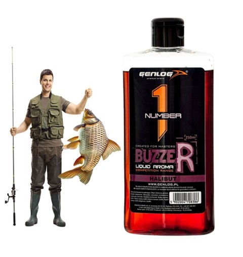 Genlog Buzzer Halibut - płynny dodatek do zanęt 250ml Genlog Buzzer Halibut - płynny dodatek do zanęt 250ml