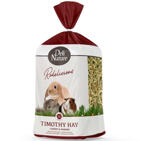 Deli Nature Rodelicious Timothy Hay Carrot & Parsnip - sianko tymotka z marchewką i pasternakiem 600g Deli Nature Rodelicious Timothy Hay Carrot & Parsnip - sianko tymotka z marchewką i pasternakiem 600g